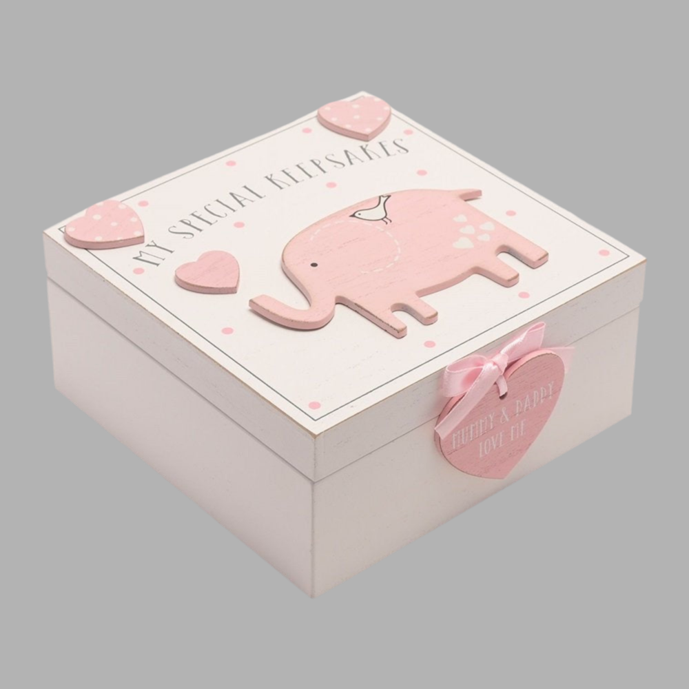 Pink Precious Memory Box Elephant - Little Moo Baby