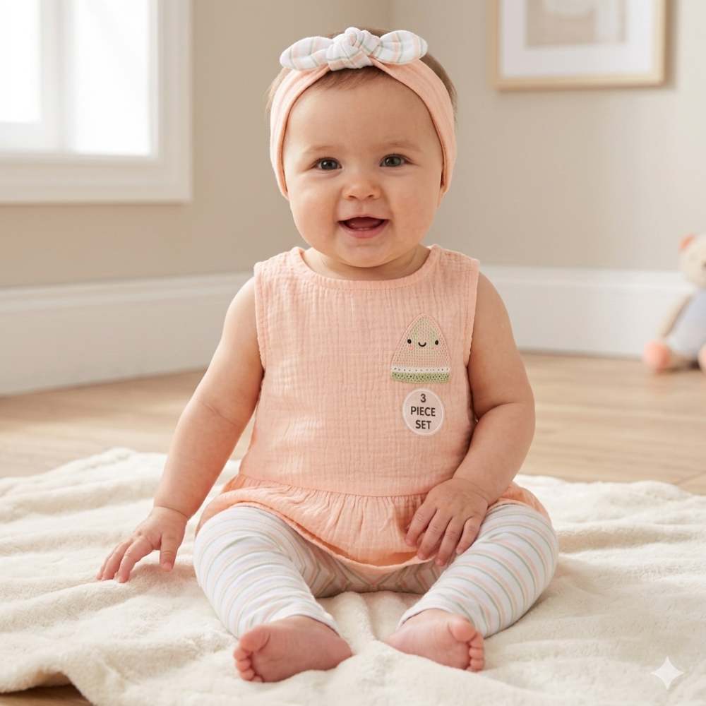 Peach Top Leggings & Headband Set - Little Moo Baby