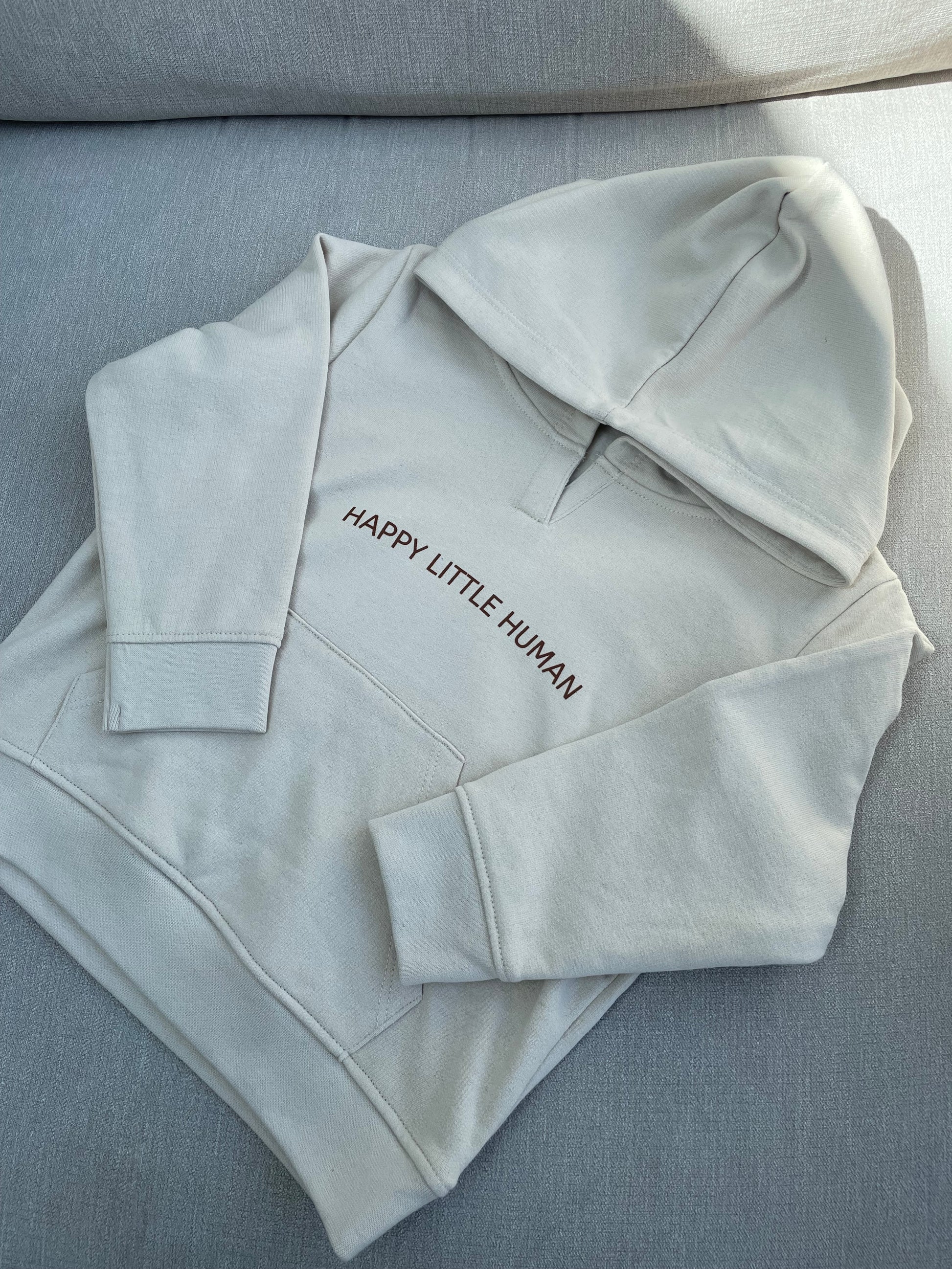Stone Happy Little Human Recycled Hoodie - Little Moo Baby