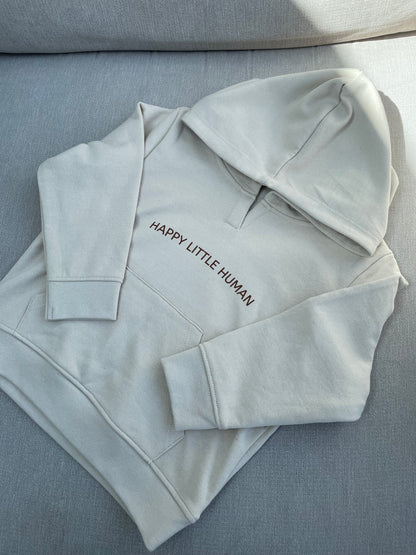 Stone Happy Little Human Recycled Hoodie - Little Moo Baby