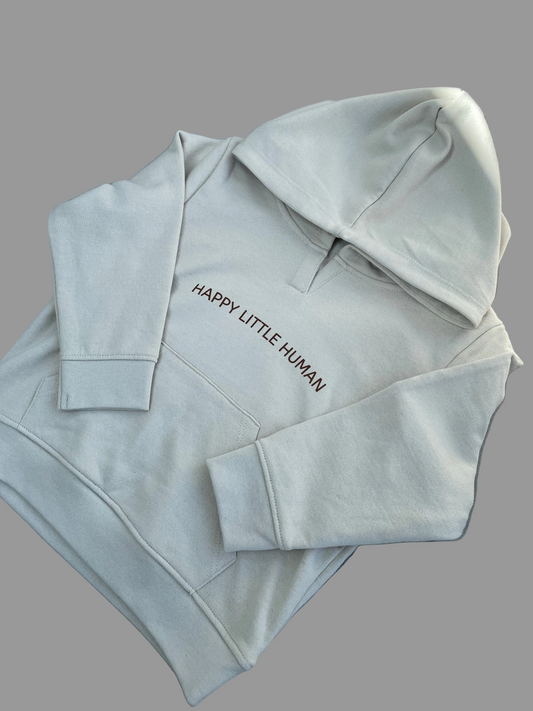 Stone Happy Little Human Recycled Hoodie - Little Moo Baby