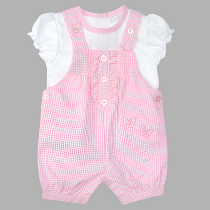 Pink Baby Dungarees & Top Set - Little Moo Baby