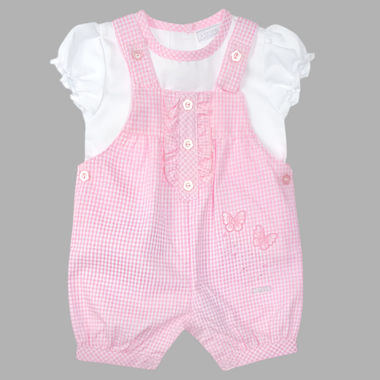 Pink Baby Dungarees & Top Set - Little Moo Baby