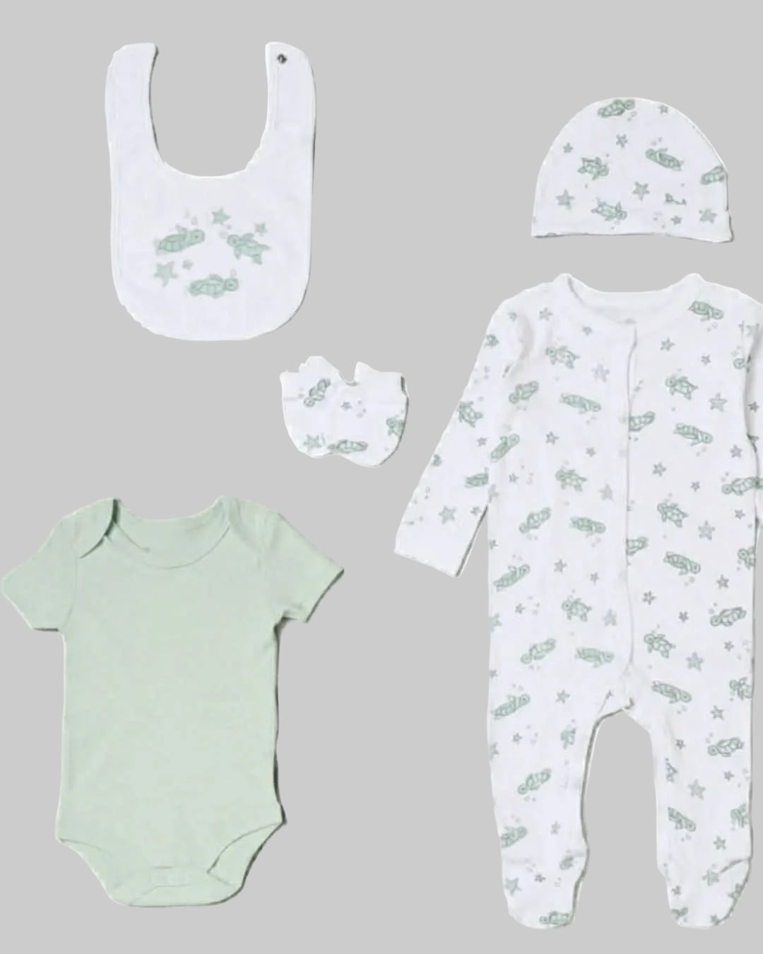 White 5 Piece Turtles Set - Little Moo Baby