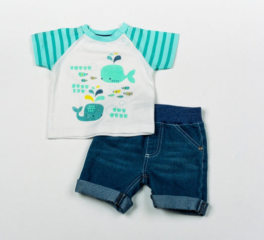 Aqua T Shirt & Shorts Set - Little Moo Baby