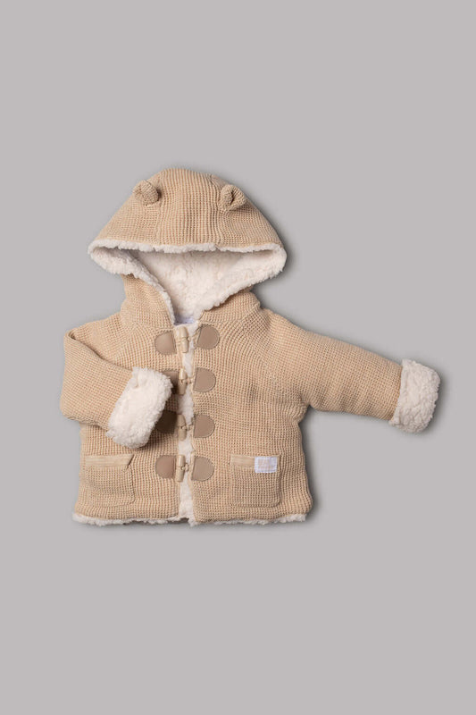 Beige Sherpa Lined Hooded Jacket