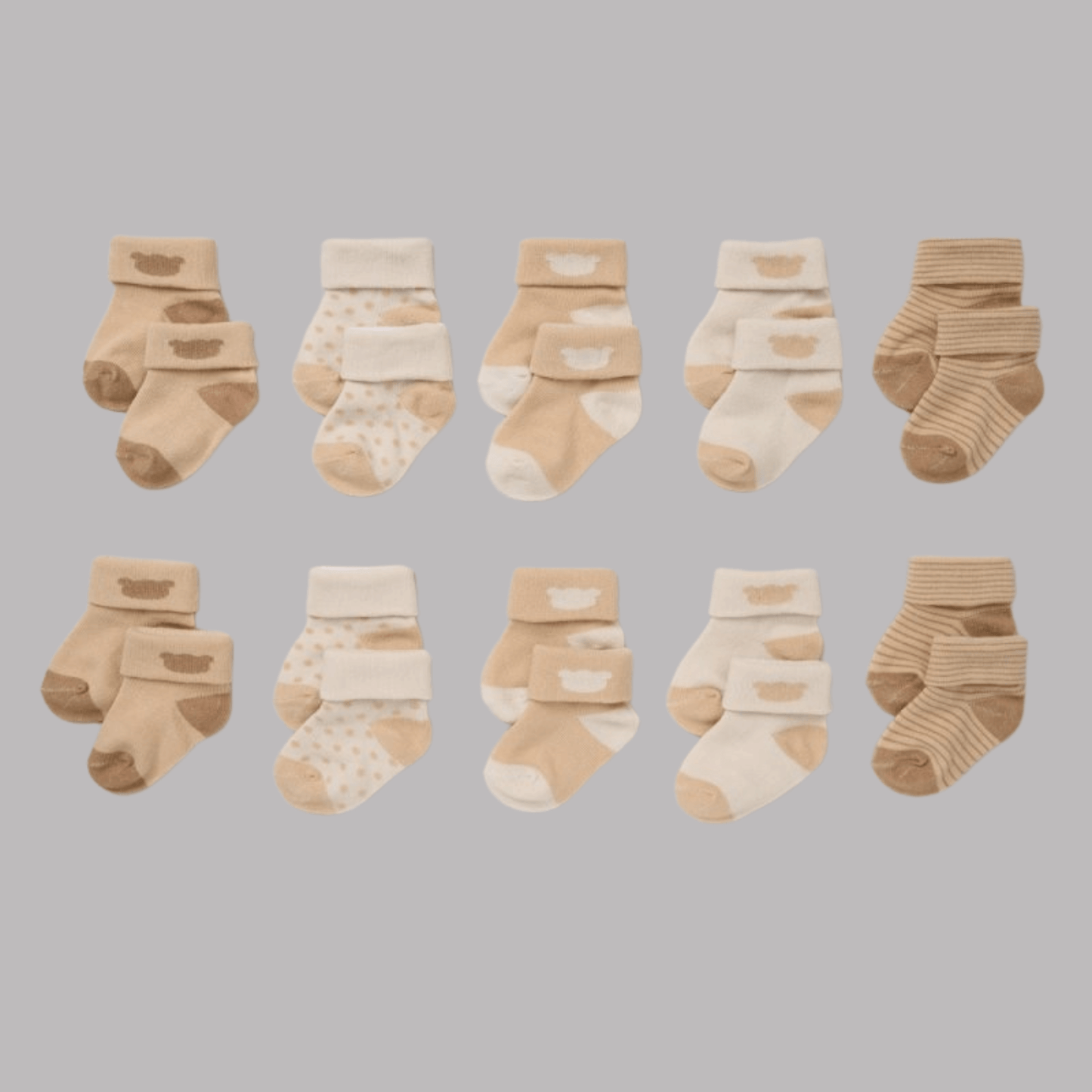 Beige Soft Baby Ankle Socks - 10-Pack