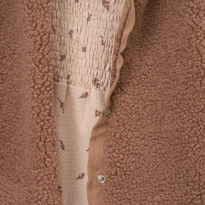 Brown/ Beige Borg Jacket & Dress Set