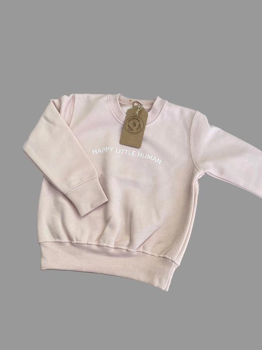 Blush Pink Sweatshirt Happy Little Human - Little Moo Baby