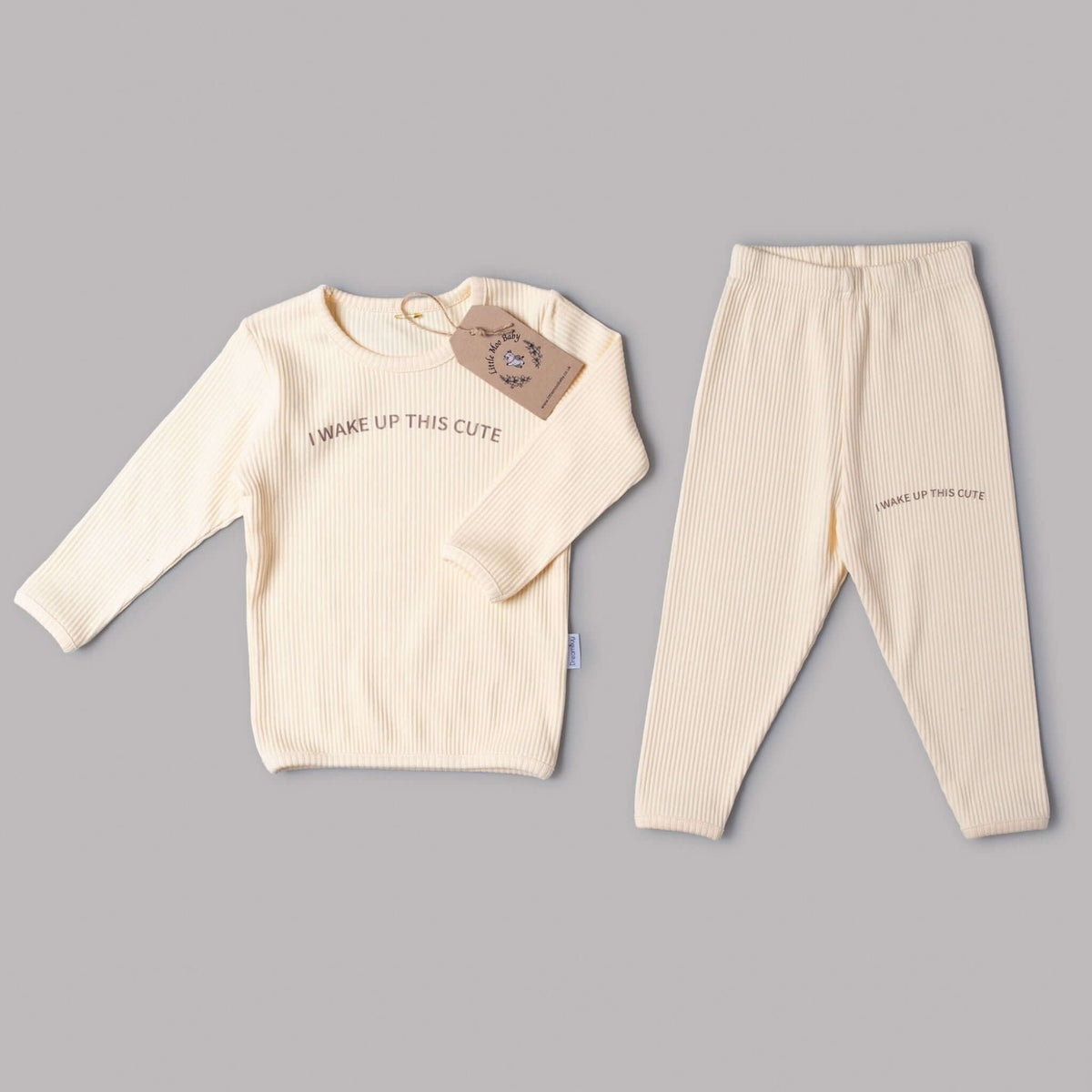 Cream I Wake Up This Cute Loungewear Set - Little Moo Baby