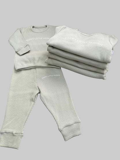 Sage Happy Little Human Loungewear Set - Little Moo Baby