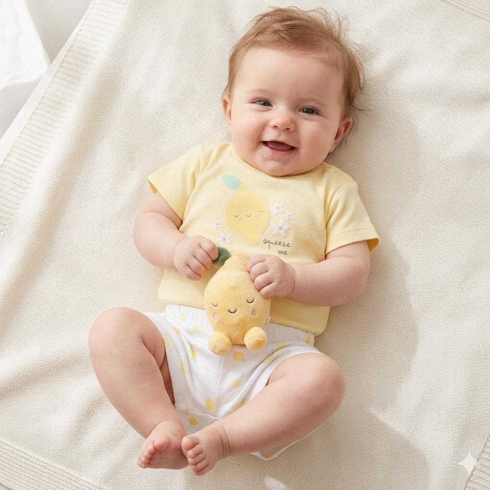 Lemon Shorts,T-Shirt & Toy Set - Little Moo Baby