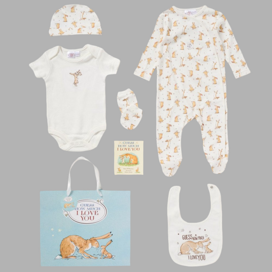 Cream Six Piece Bunny Baby Gift Set - Little Moo Baby