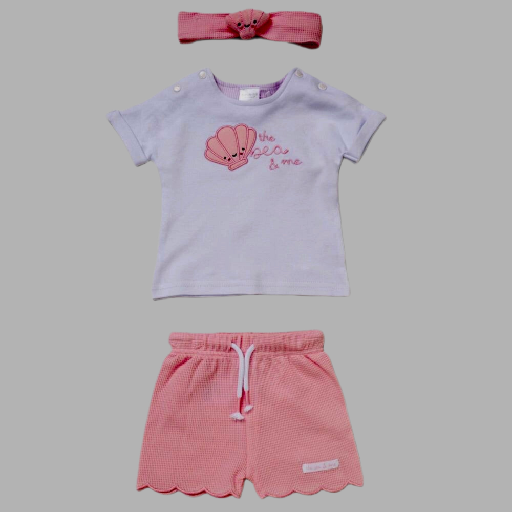 Pink Three Pice Shorts Set