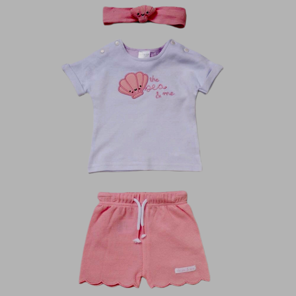 Pink Three Piece Waffle Set - Little Moo Baby