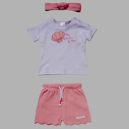 Pink Three Pice Shorts Set