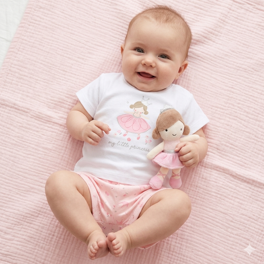Pink Princess Shorts, T-Shirt & Toy Set - Little Moo Baby