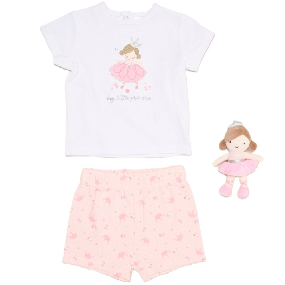 Pink Princess Shorts, T-Shirt & Toy Set - Little Moo Baby