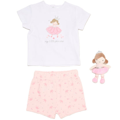 Pink Princess Shorts, T-Shirt & Toy Set - Little Moo Baby