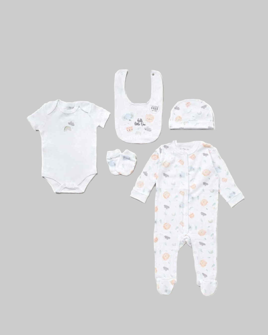 White 5 Piece Set Hello Little One - Little Moo Baby