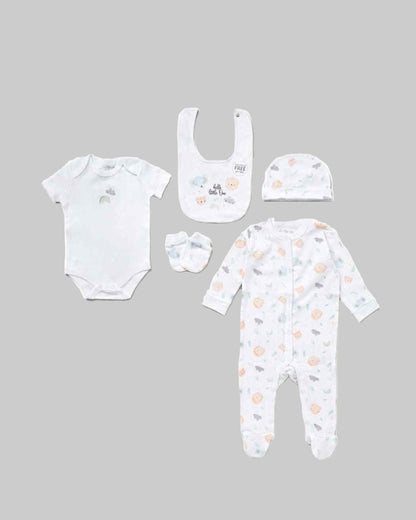 White 5 Piece Set Hello Little One - Little Moo Baby