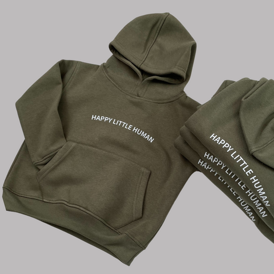 Khaki Happy Little Human Hoodie