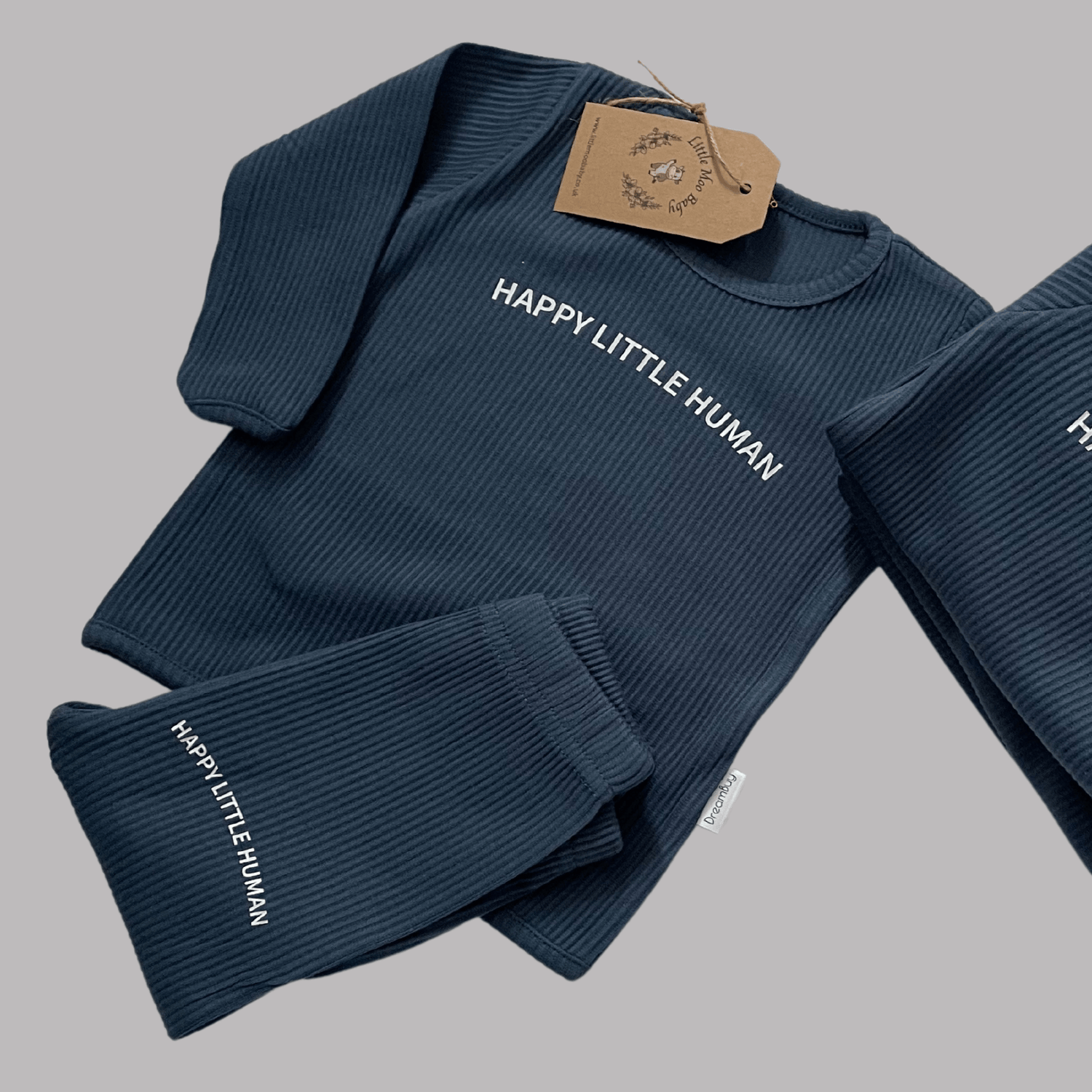 Midnight Blue Happy Little Human Loungewear Set - Little Moo Baby
