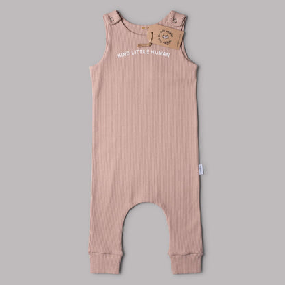 Mocha Kind Little Human Ribbed Dungarees