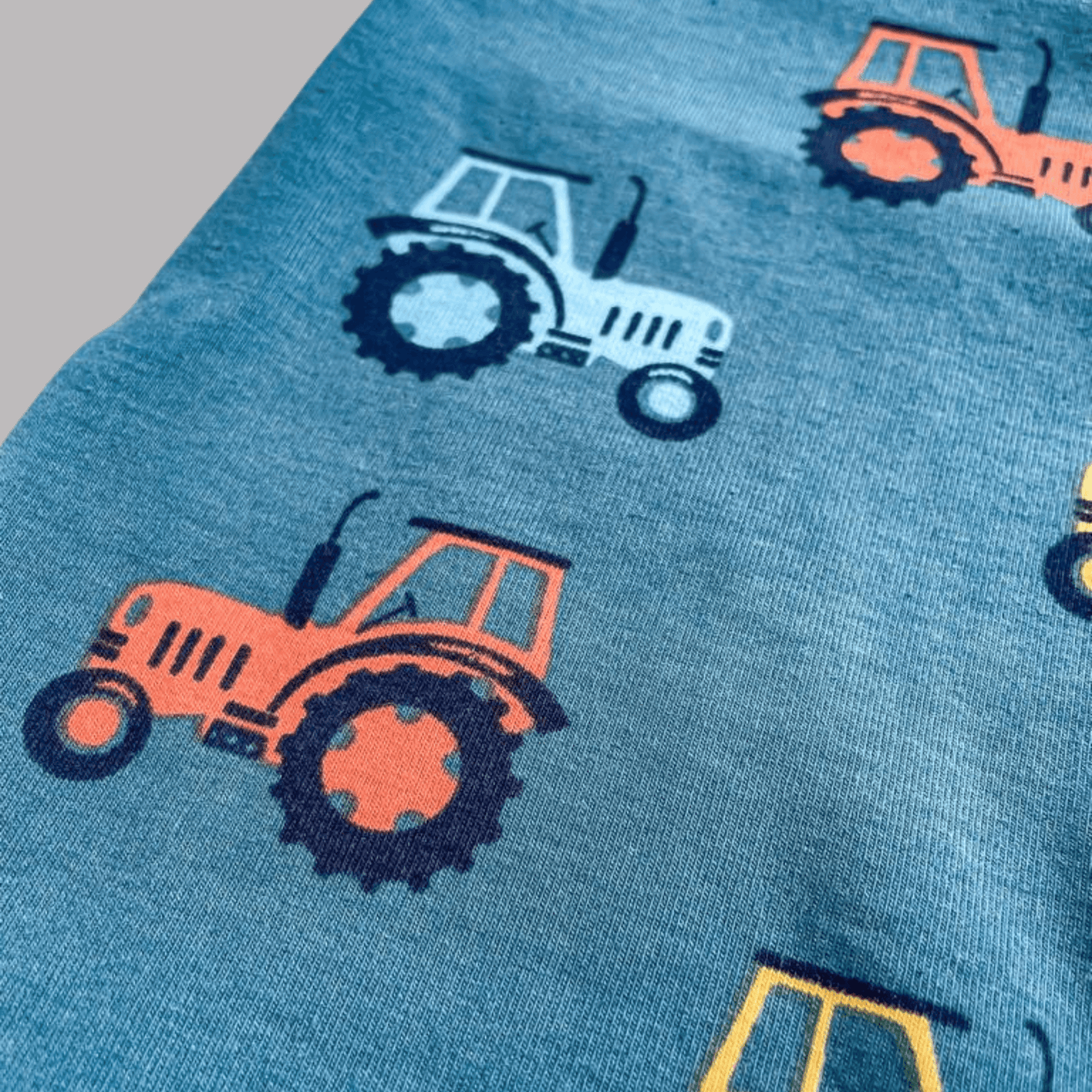 Teal Tractor Print Dungarees