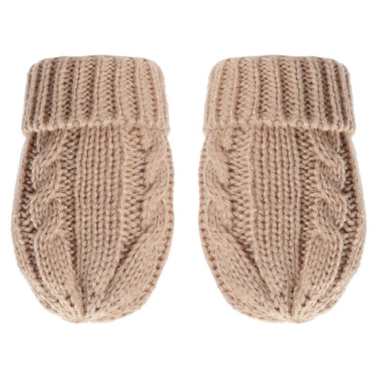 Cable Knit Mittens Beige