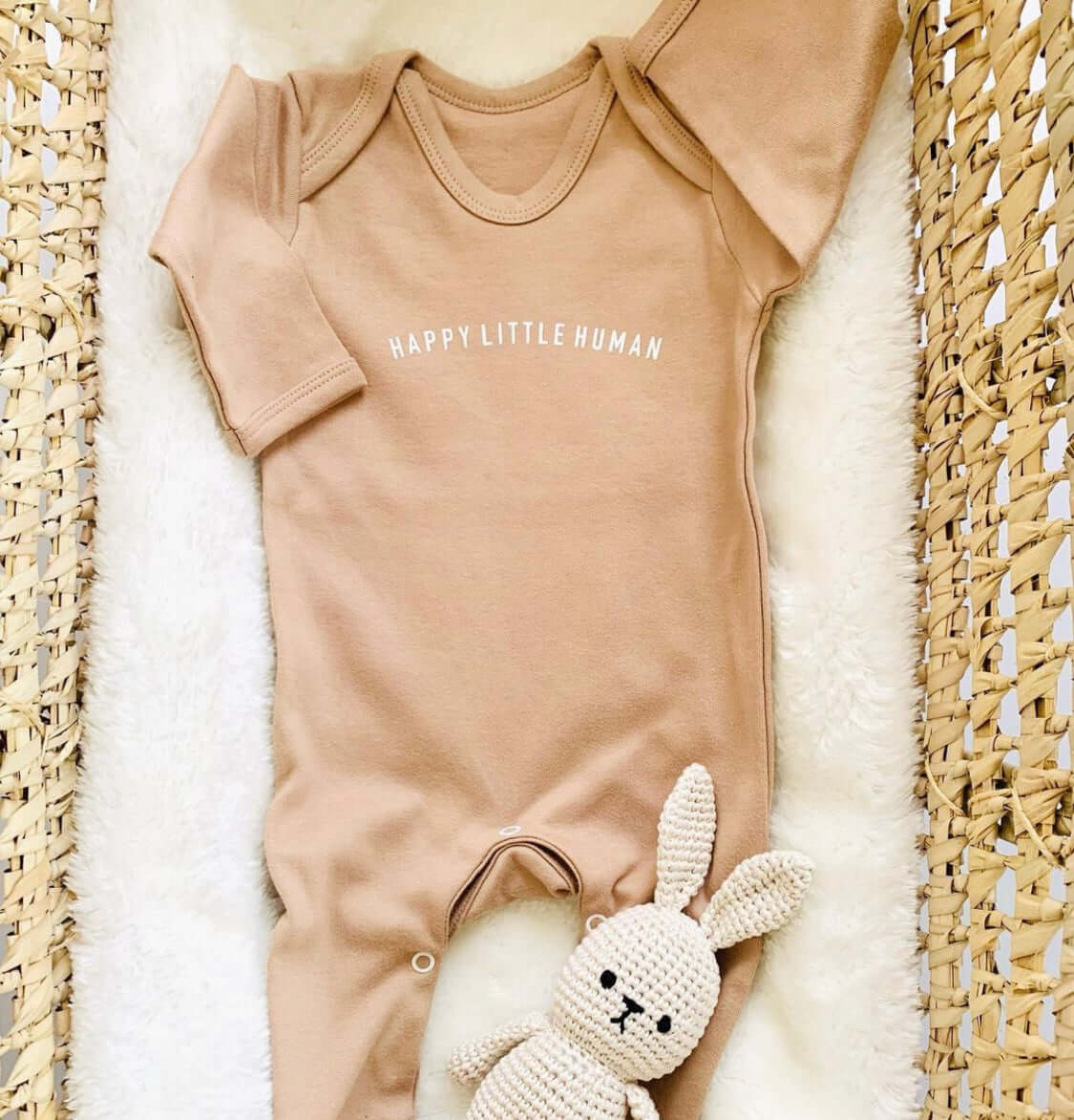 Mocha Happy Little Human Romper - Little Moo Baby