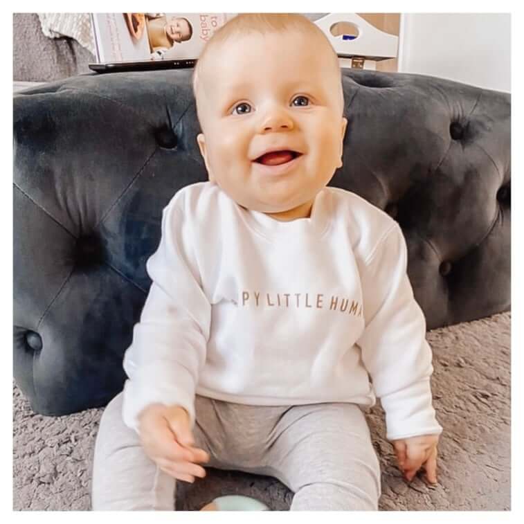 White Happy Little Human Jumper - Little Moo Baby